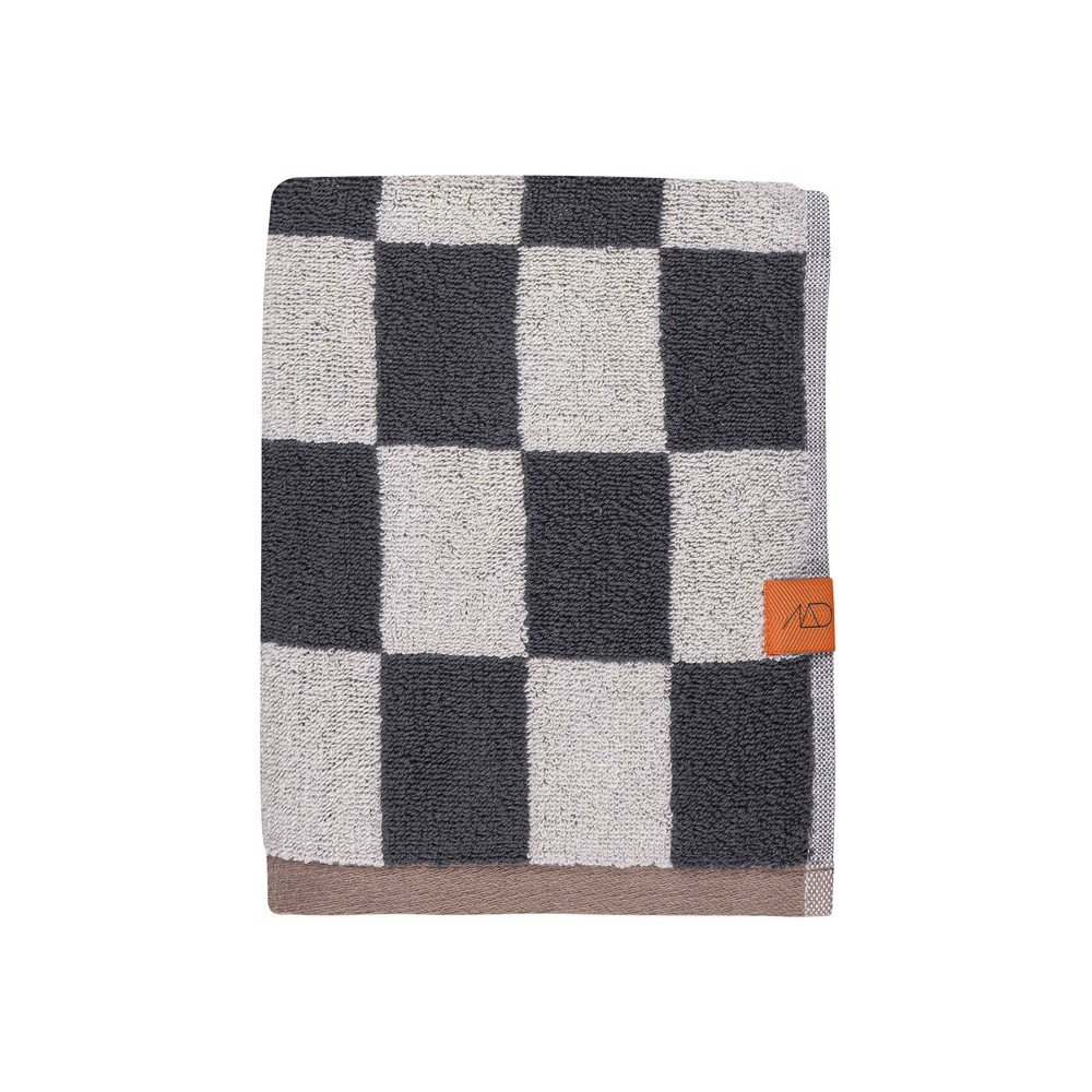 Antracitový/béžový froté uterák z bio bavlny 50x90 cm Retro – Mette Ditmer Denmark