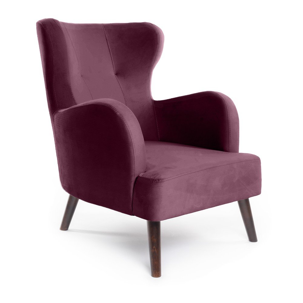 Fialové zamatové kreslo ušiak Noemye – Bonami Selection
