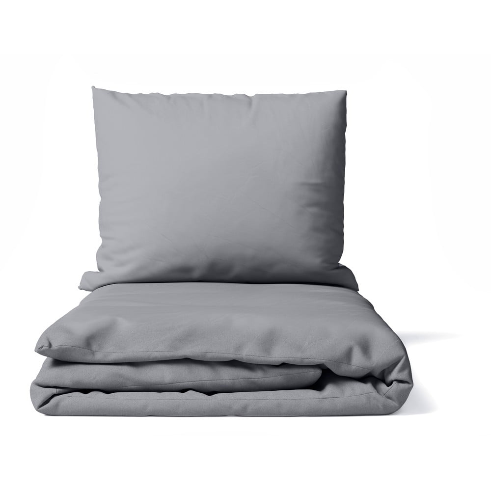Sivé obliečky na jednolôžko z mikrosaténu 140x200 cm Basic – Bonami Essentials