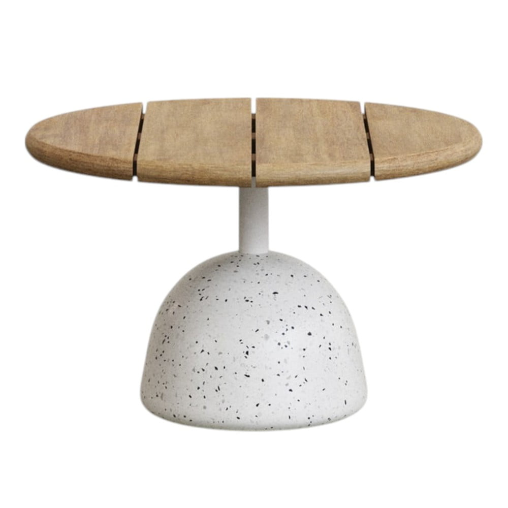 Okrúhly konferenčný stolík s doskou z akácie v bielo-prírodnej farbe ø 55 cm Saura – Kave Home