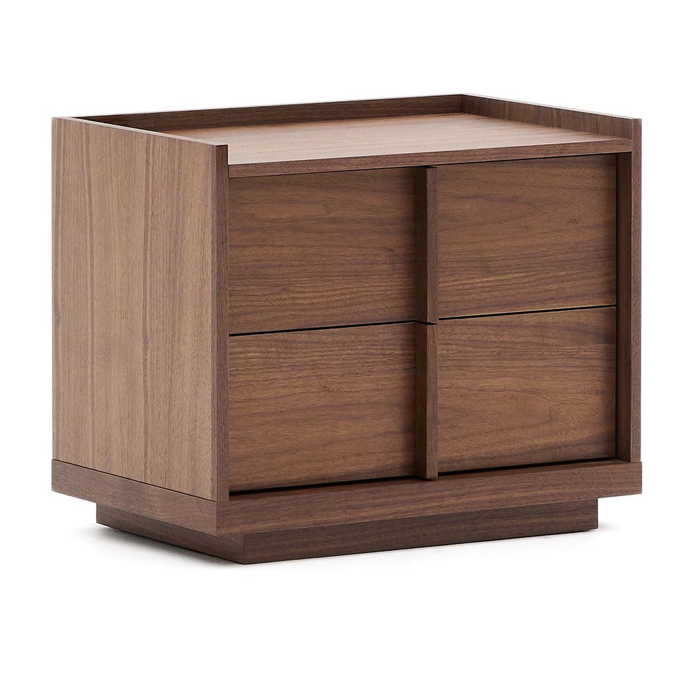 Tmavohnedý nočný stolík v dekore orecha Onix – Kave Home