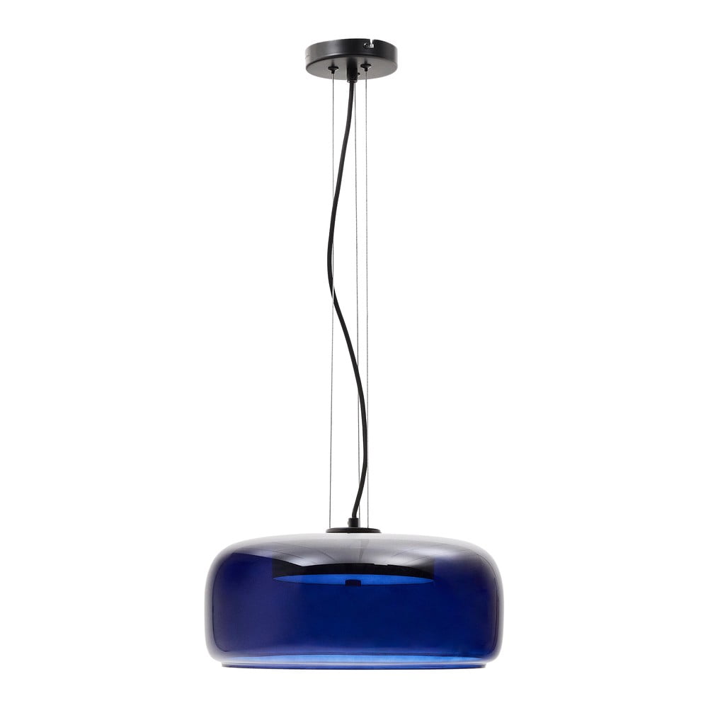 Tmavomodré LED závesné svietidlo so skleneným tienidlom ø 38 cm Reig – Kave Home