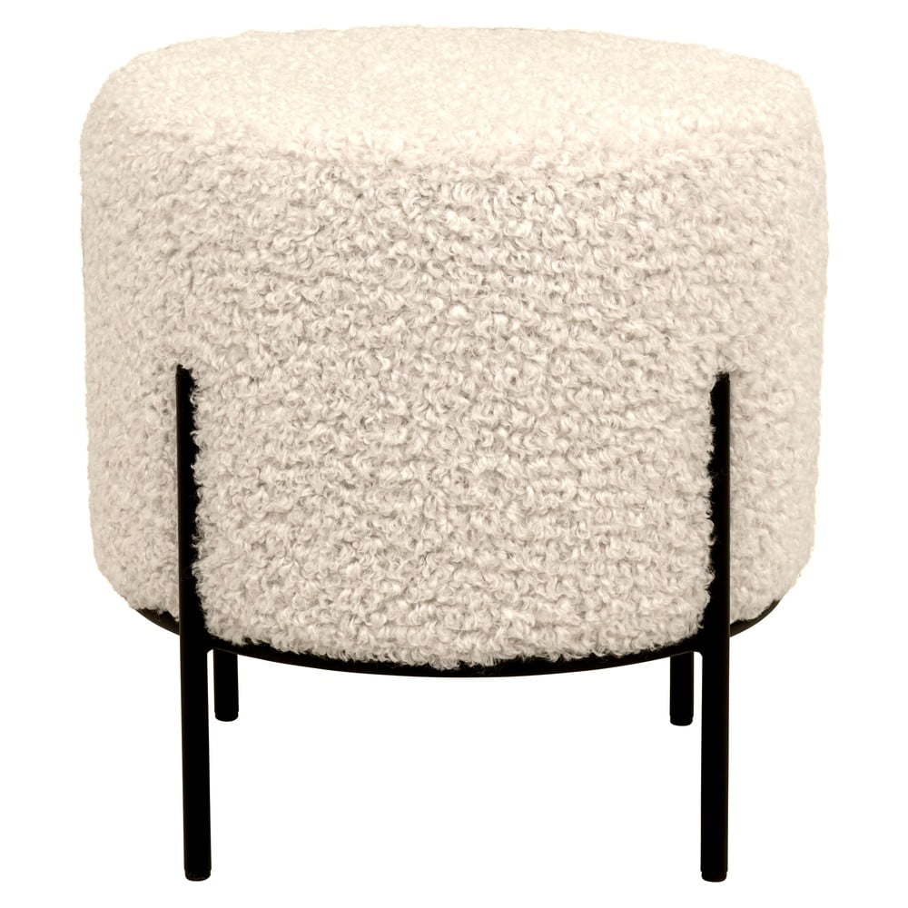 Krémovobiely taburet z umelej kožušiny Alford – House Nordic