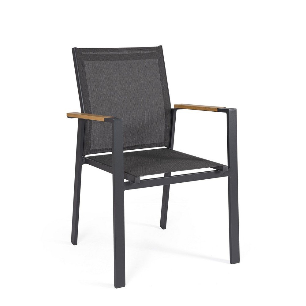 Antracitová kovová záhradná stolička Heta – Bizzotto