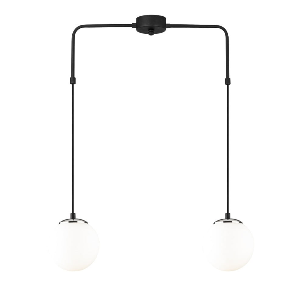 Čierne závesné svietidlo so skleneným tienidlom Venira – Opviq lights