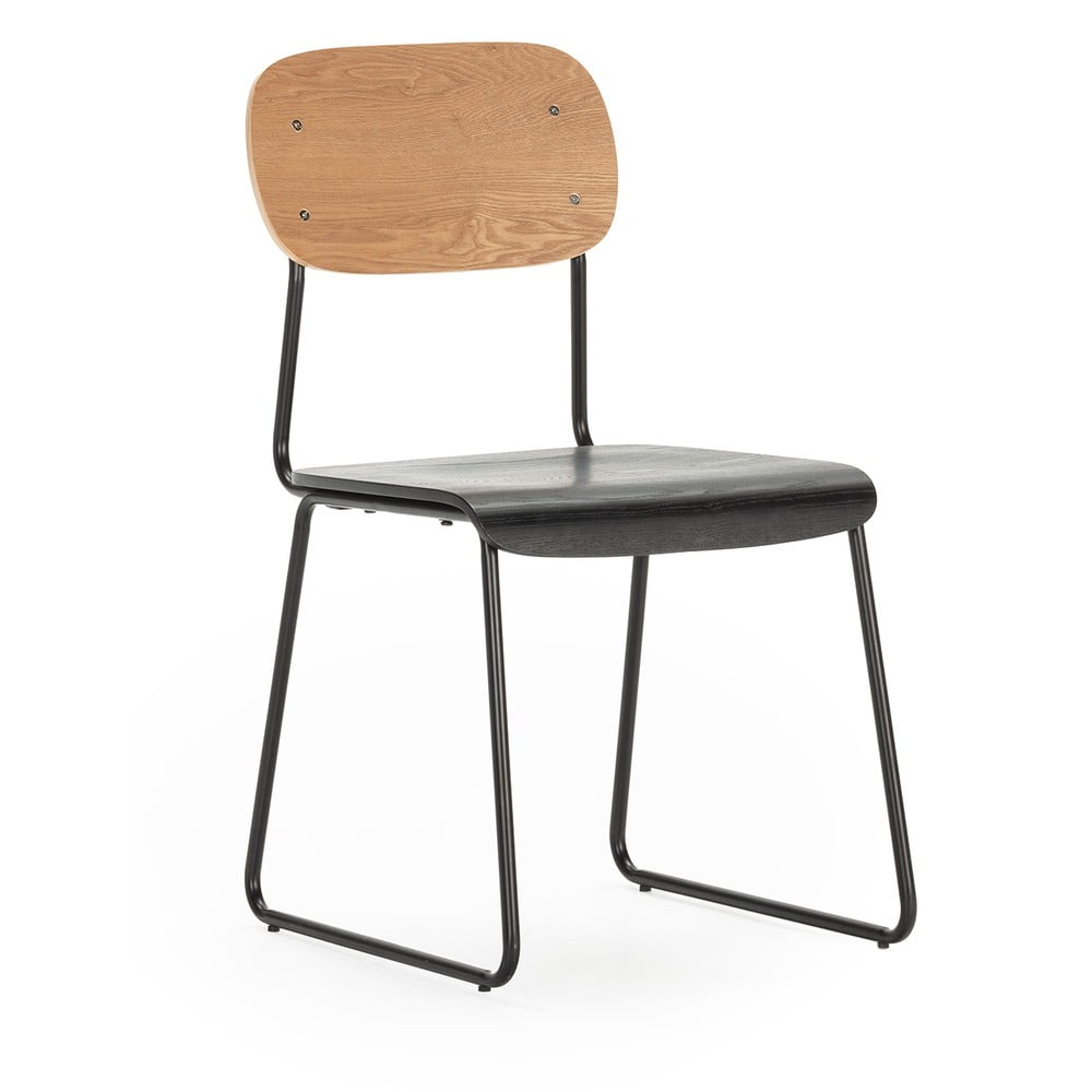 Jedálenská stolička v dekore jaseňa v čierno-prírodnej farbe v súprave 2 ks Aira – Marckeric