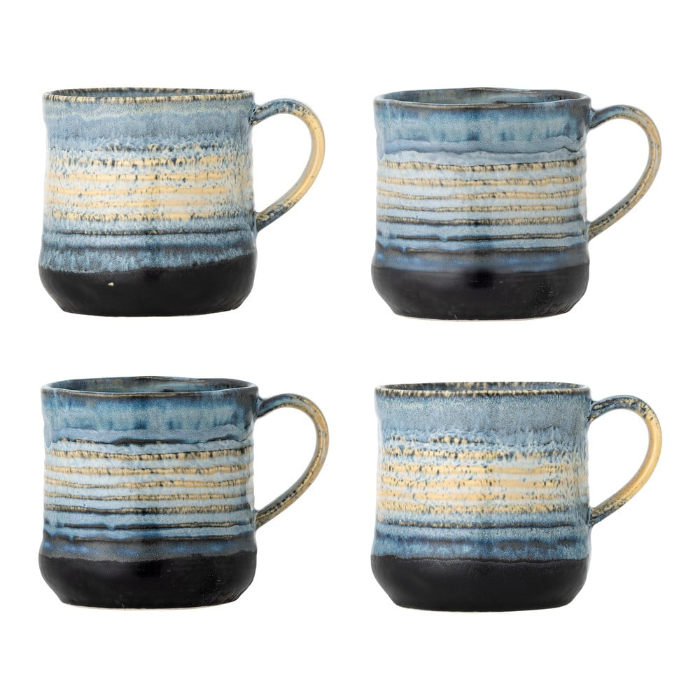 Modré hrnčeky v súprave 4 ks z kameniny 380 ml Deana – Bloomingville
