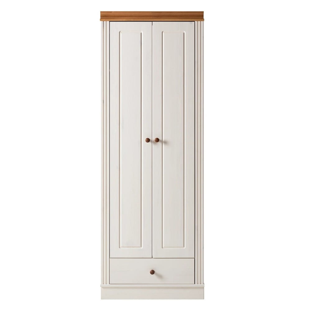 Biela šatníková skriňa z borovicového dreva 65x180 cm Anita – Støraa
