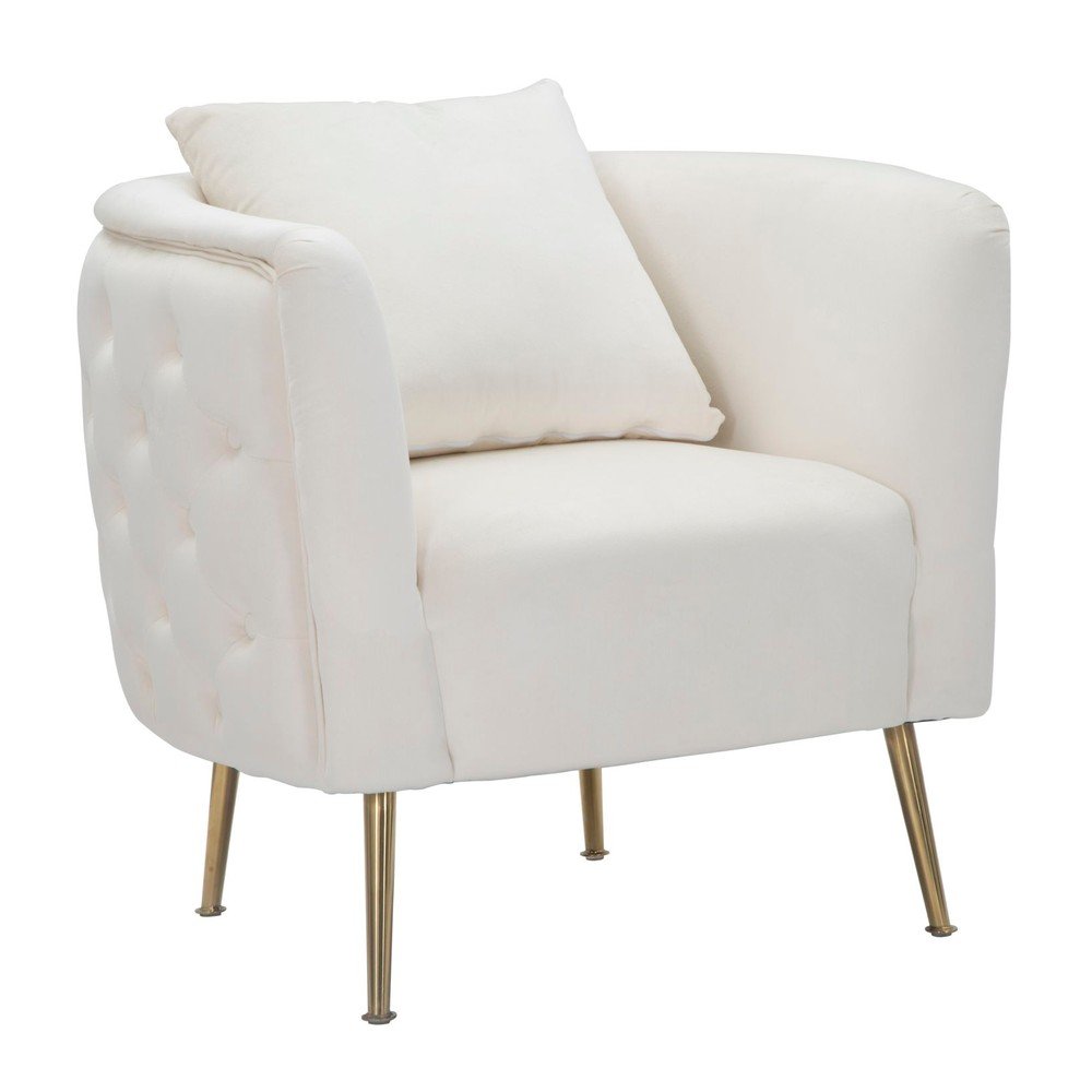 Krémové zamatové kreslo Bucarest – Mauro Ferretti