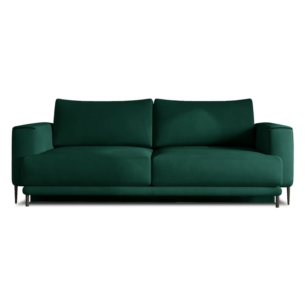 Zelená zamatová rozkladacia/s úložným priestorom pohovka 260 cm Dalia – ELTAP