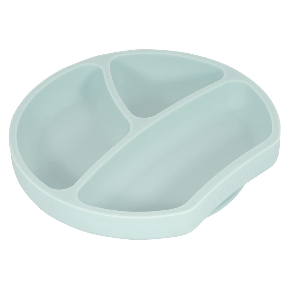 Svetlomodrý silikónový detský tanier 19x20