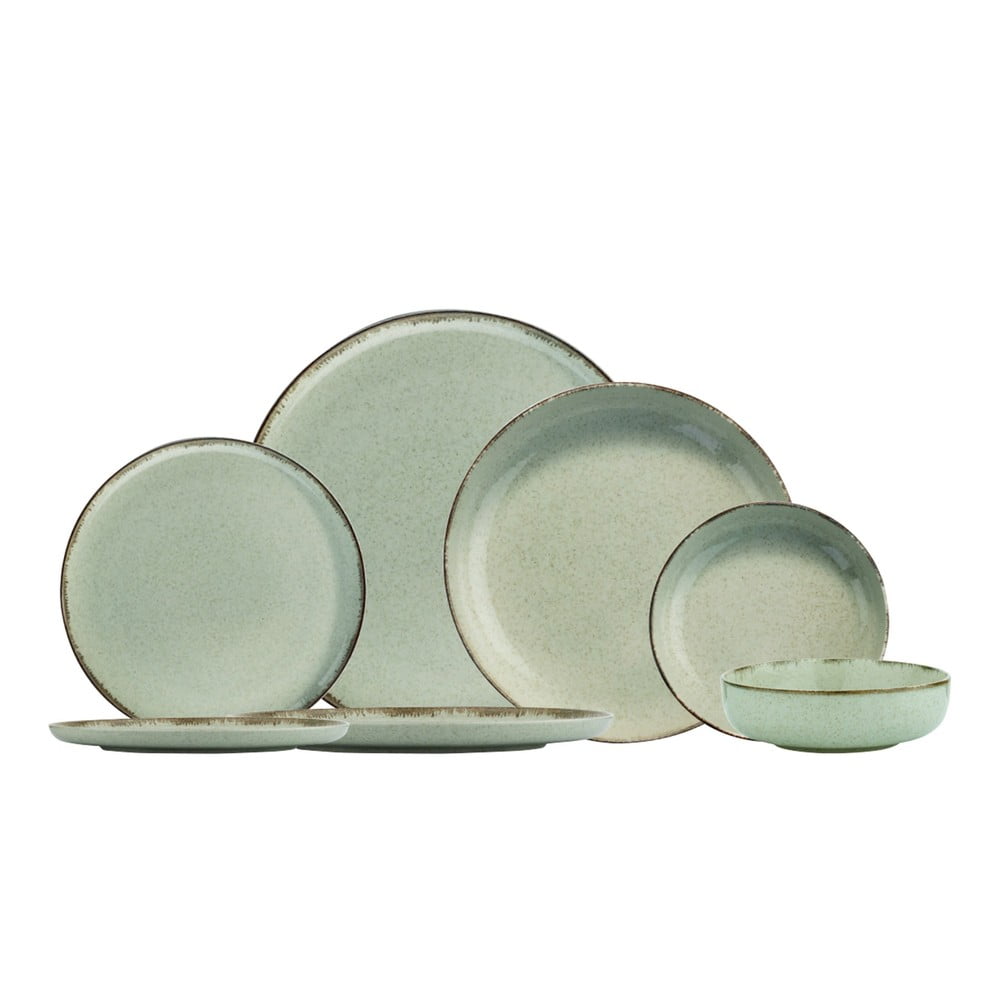 24-dielna súprava zeleného porcelánového riadu Kütahya Porselen Pearl