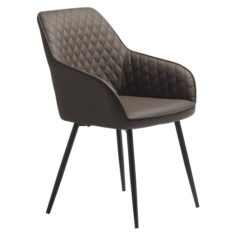 Hnedé čalúnené jedálenské kreslo s podrúčkami Milton – Unique Furniture