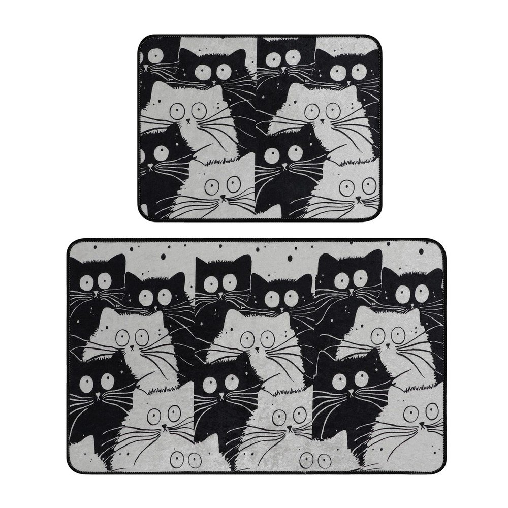 Čierne/sivé kúpeľňové predložky v súprave 2 ks 60x100 cm White Cats – Foutastic
