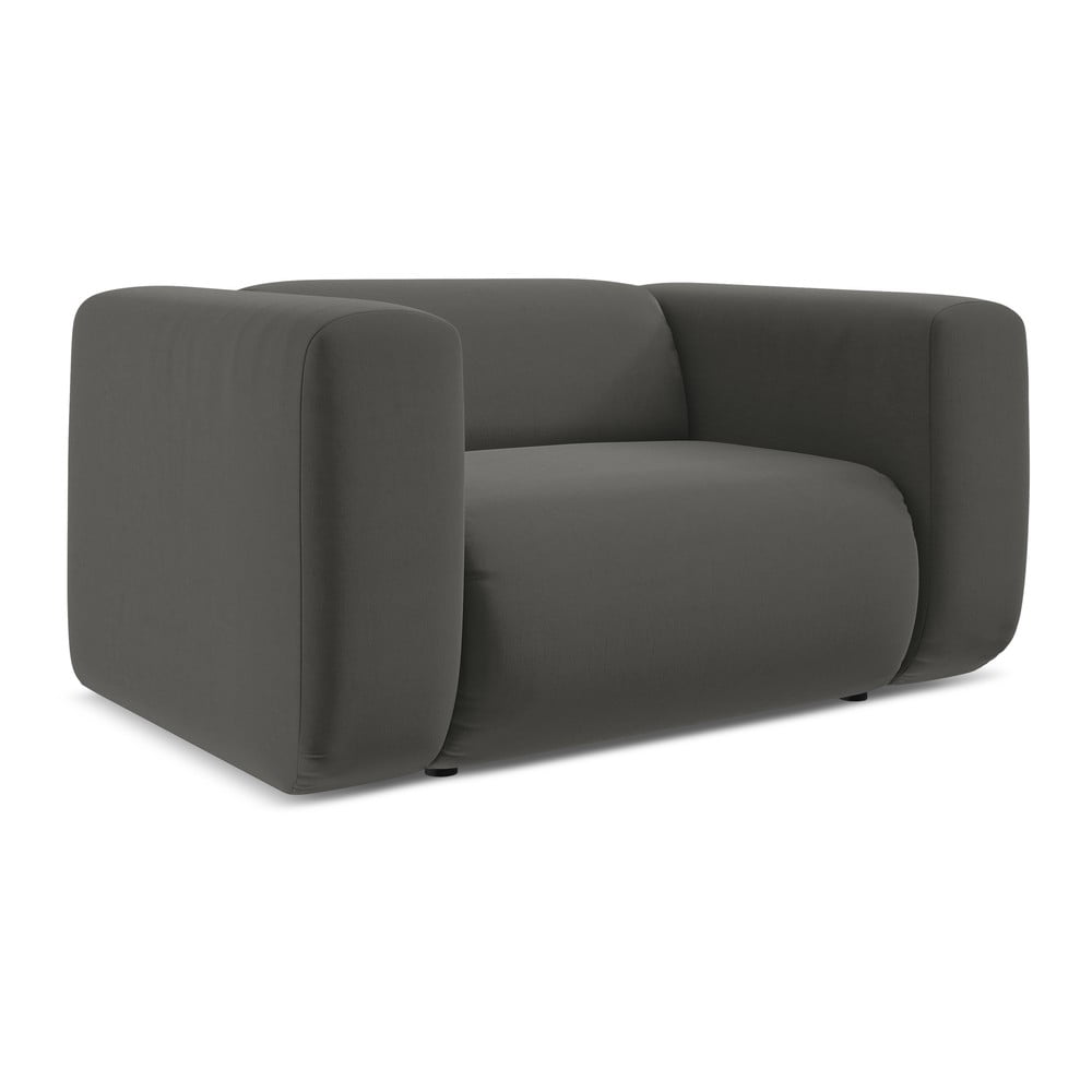 Sivé zamatové kreslo Ekahi – Makamii