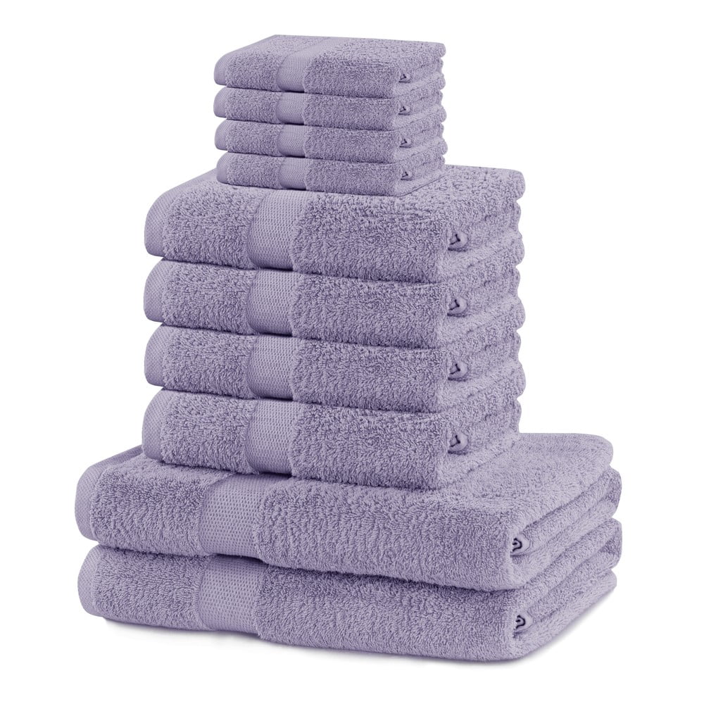 Froté bavlnené uteráky a osušky v súprave 10 ks v levanduľovej farbe Marina – Restilo