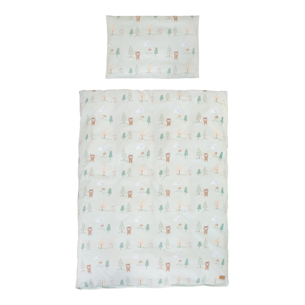 Svetlozelené bavlnené detské obliečky do postieľky 100x135 cm Woodland Buddies – Roba