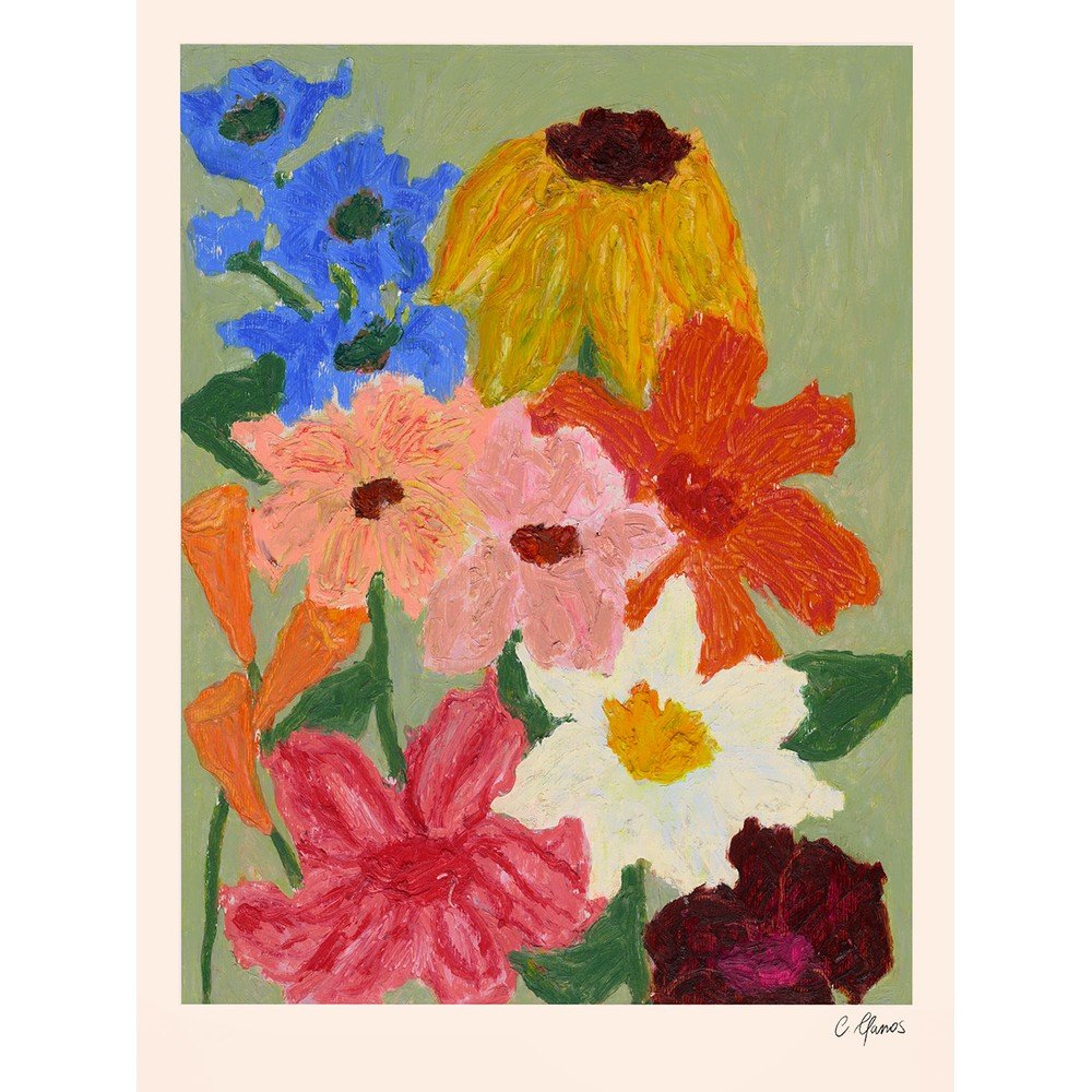 Plagát 50x70 cm Flowers on Sage Green – Carla Llanos – The Poster Club