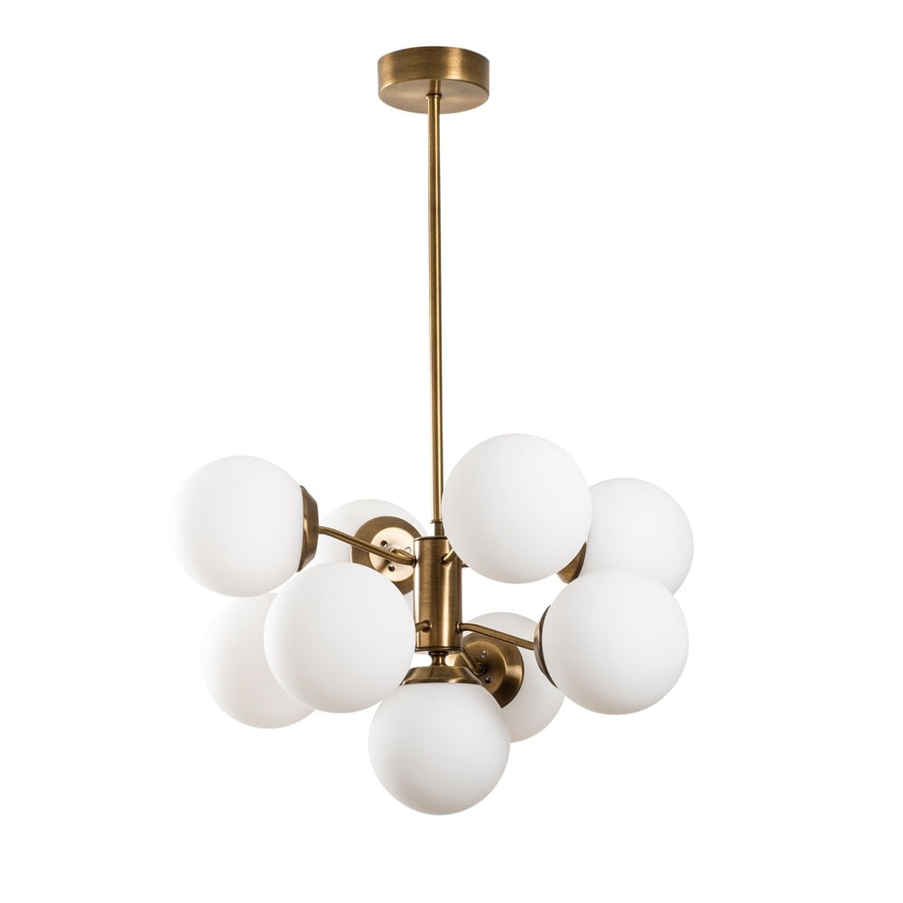 Biele/v mosadznej farbe závesné svietidlo so skleneným tienidlom ø 70 cm Mudoni – Opviq lights