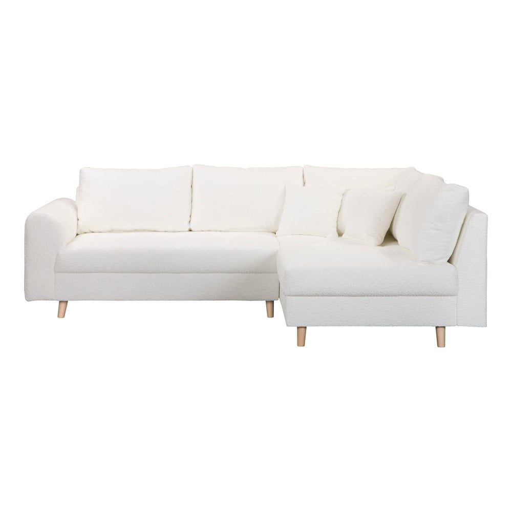 Biela rohová pohovka z textílie buklé (pravý roh) Ariella – Ropez