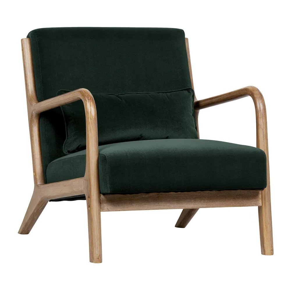 Tmavozelené zamatové kreslo WOOOD Mark