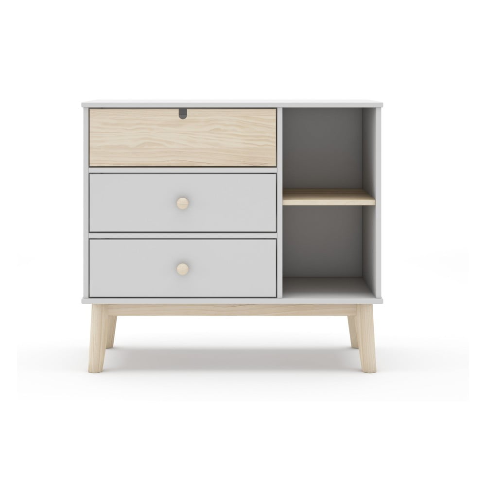 Biela nízka detská komoda 90x40 cm Estefania – Marckeric