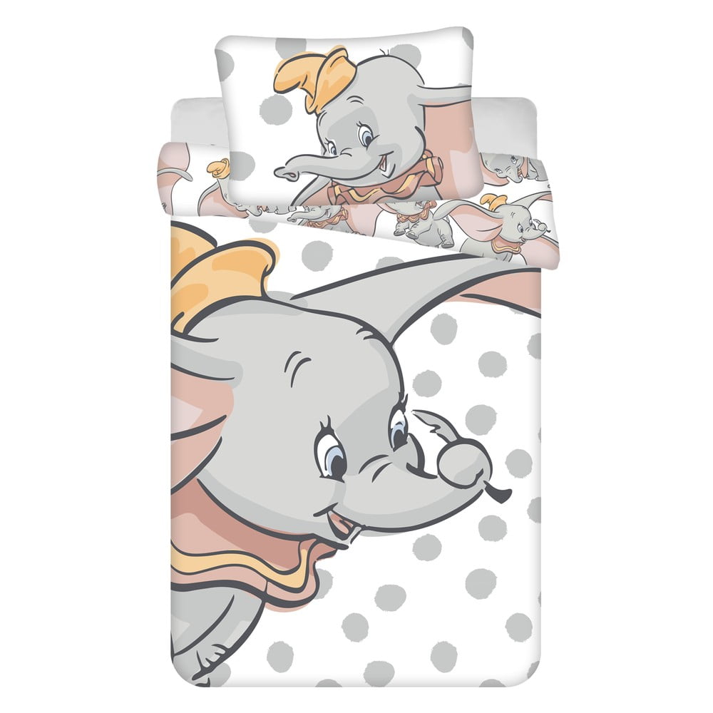Bielo-sivé bavlnené detské obliečky do postieľky 100x135 cm Dumbo "Dots" – Jerry Fabrics