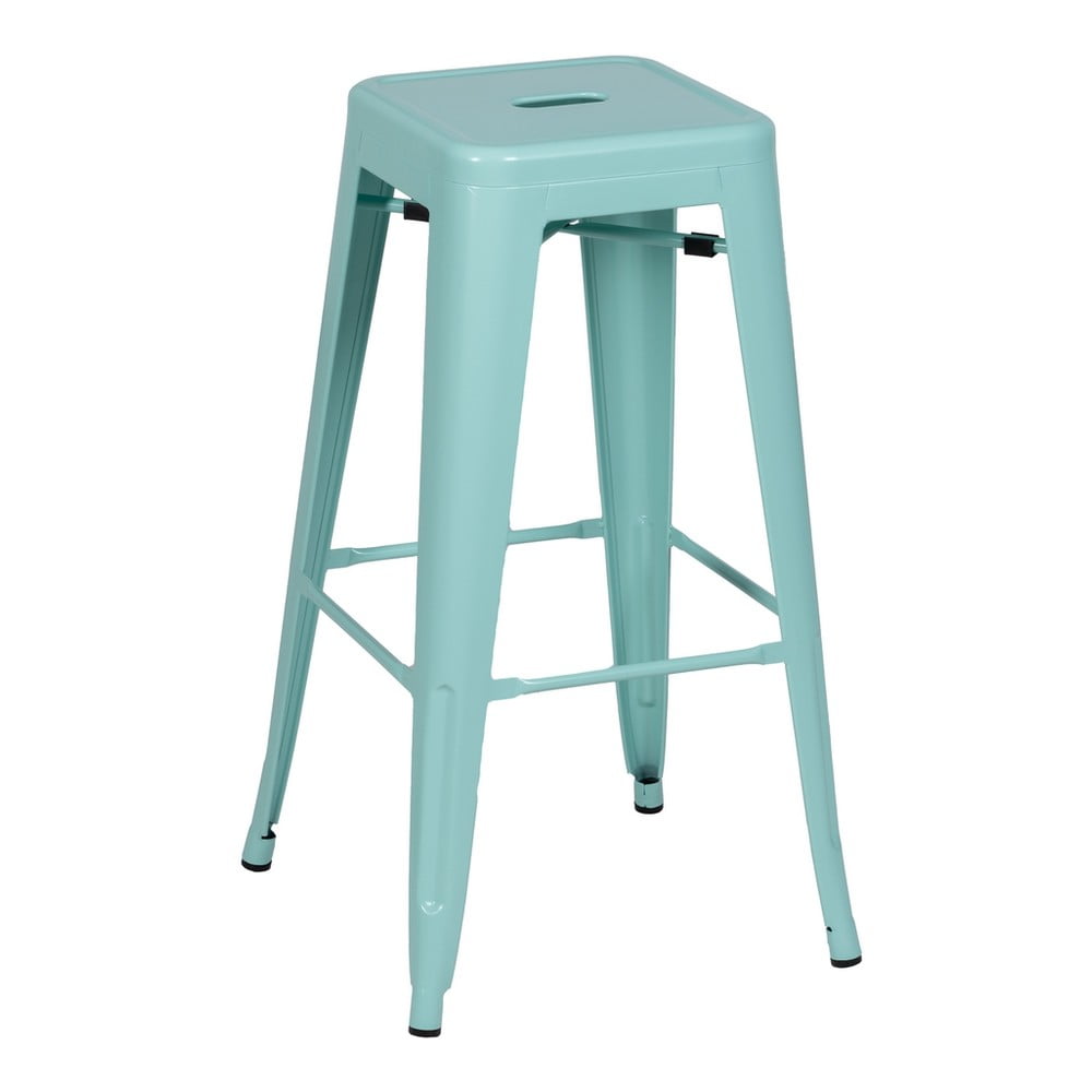 Tyrkysovomodré kovové barové stoličky v súprave 2 ks (výška sedadla 76