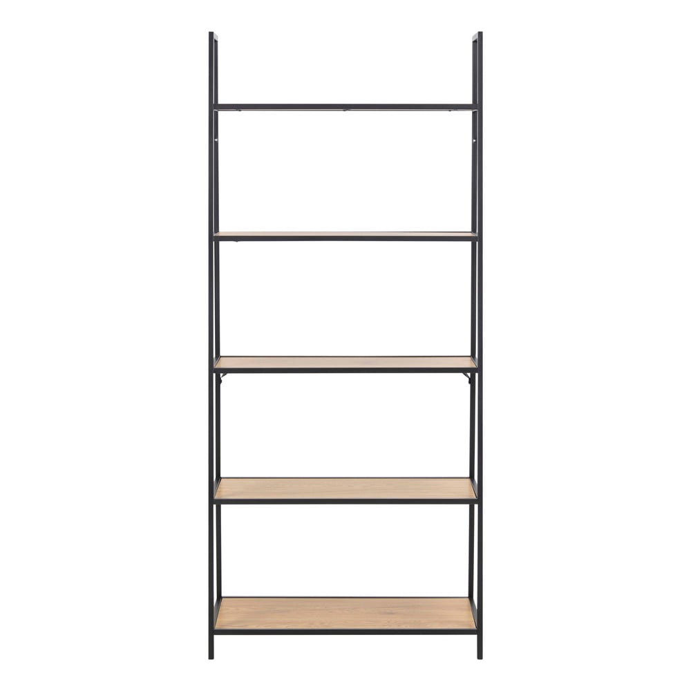 Regál v dekore duba v čierno-prírodnej farbe 77x175 cm Seaford – Actona