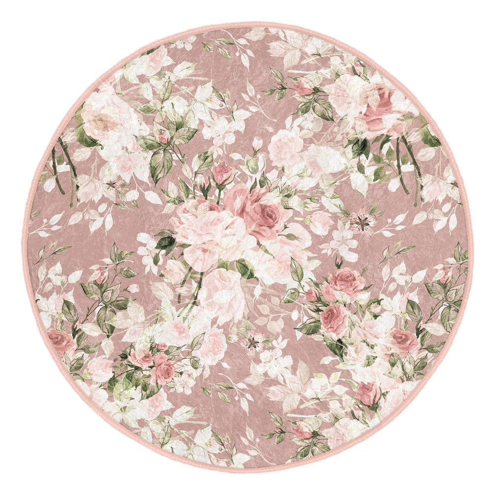 Svetloružový prateľný okrúhly koberec vhodný pre robotické vysávače ø 100 cm Comfort – Mila Home