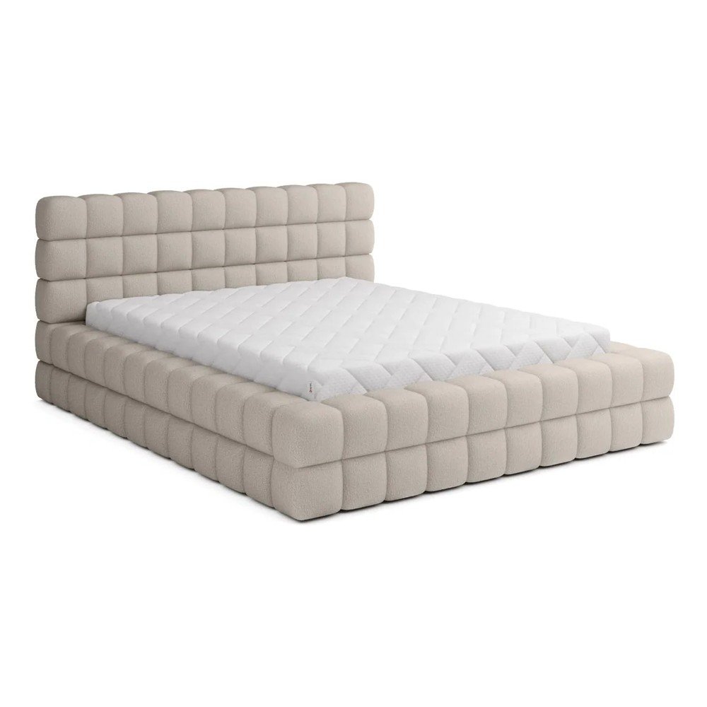 Béžová čalúnená dvojlôžková posteľ s úložným priestorom s roštom 140x200 cm Dizzle – ELTAP