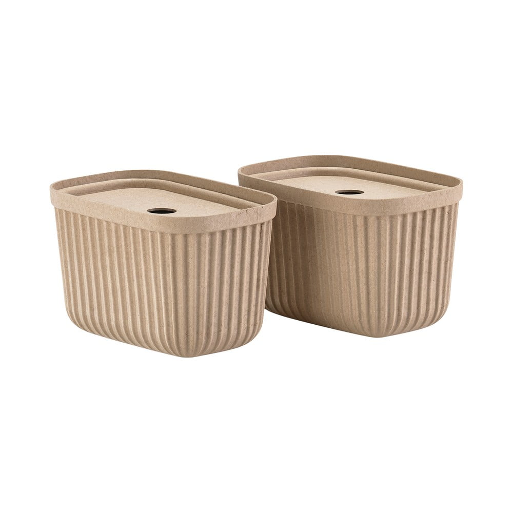 Svetlohnedé úložné boxy v súprave 2 ks s vekom 23x16x20