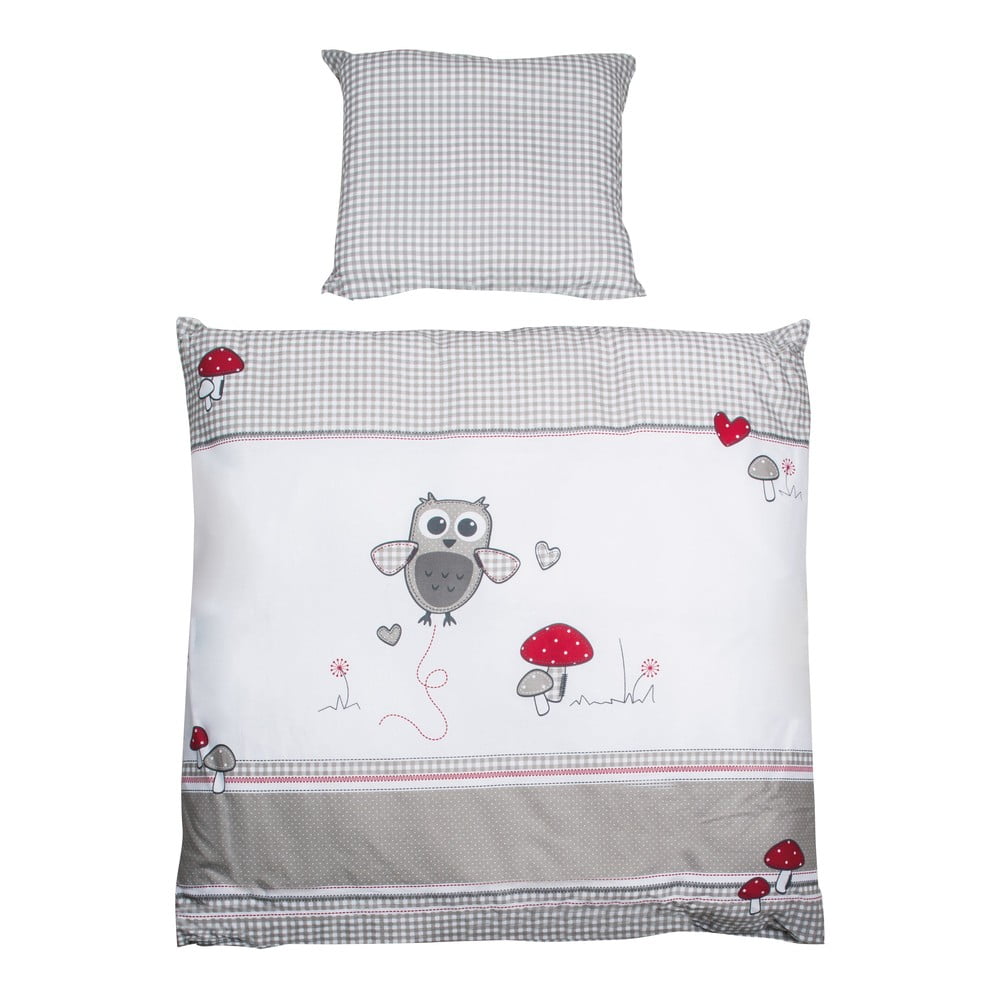 Biele/sivé bavlnené detské obliečky do postieľky 80x80 cm Adam & Eule – Roba