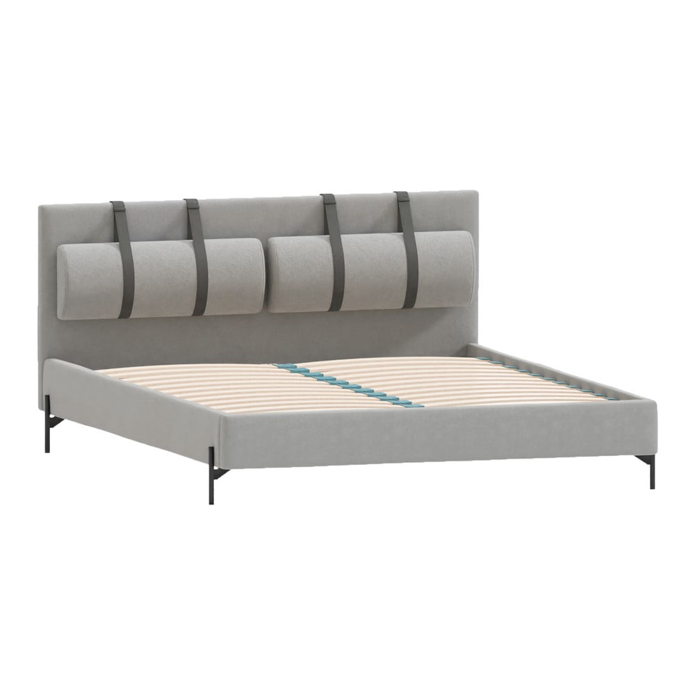 Svetlosivá čalúnená dvojlôžková posteľ s roštom 160x200 cm Tulsa – Ropez