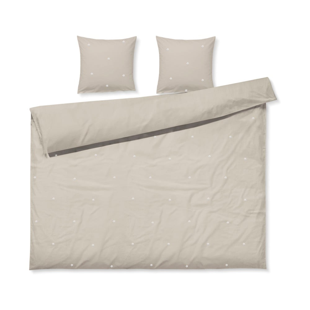 Béžové obliečky na dvojlôžko/predĺžené z bavlneného perkálu 200x220 cm Daisy – JUNA