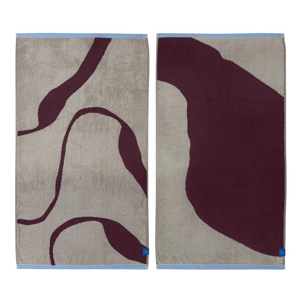 Vínové/sivobéžové froté uteráky v súprave 2 ks z bio bavlny 50x90 cm Nova Arte  – Mette Ditmer Denmark