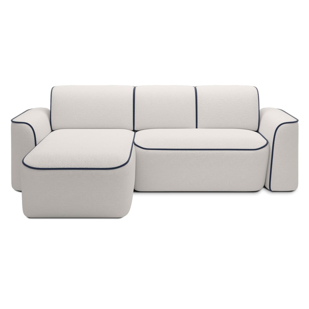 Modrá/krémovobiela rohová pohovka z textílie buklé (ľavý roh/s leňoškou) Ume – ELTAP