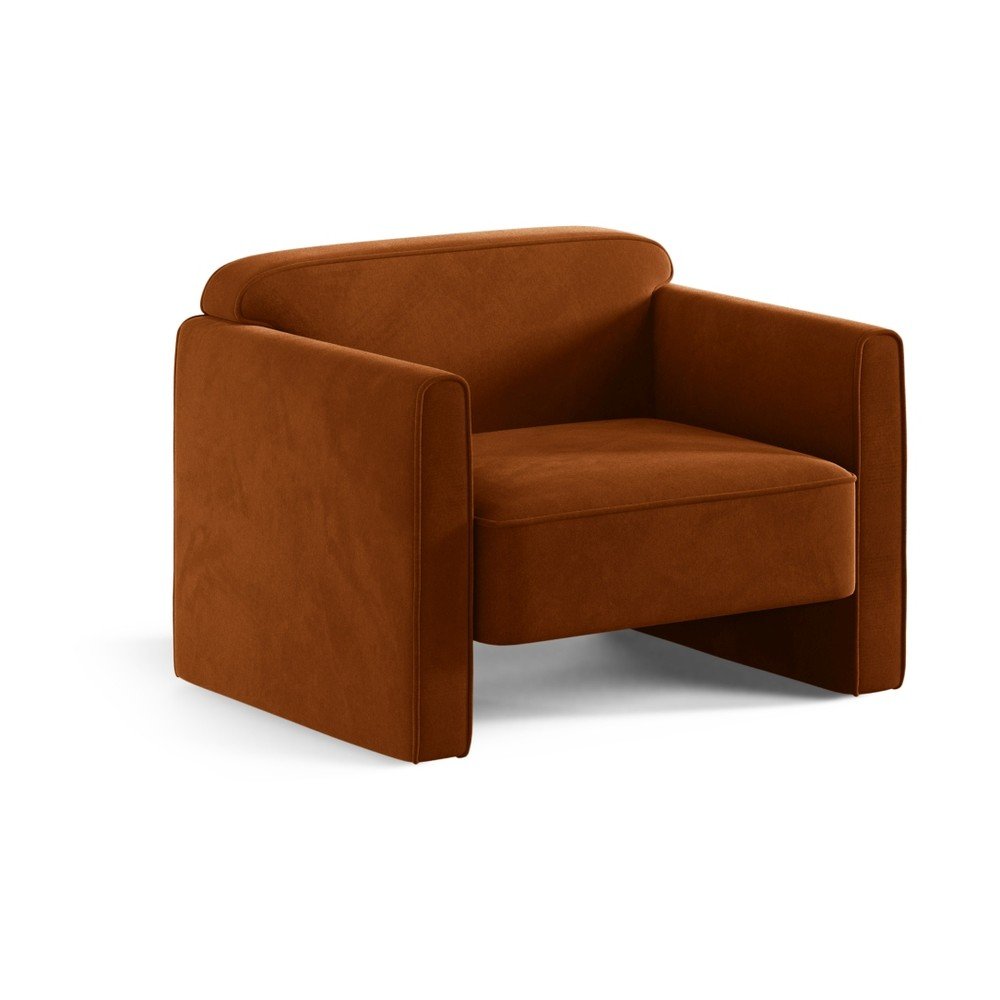 Terakotové zamatové kreslo Abby – Micadoni