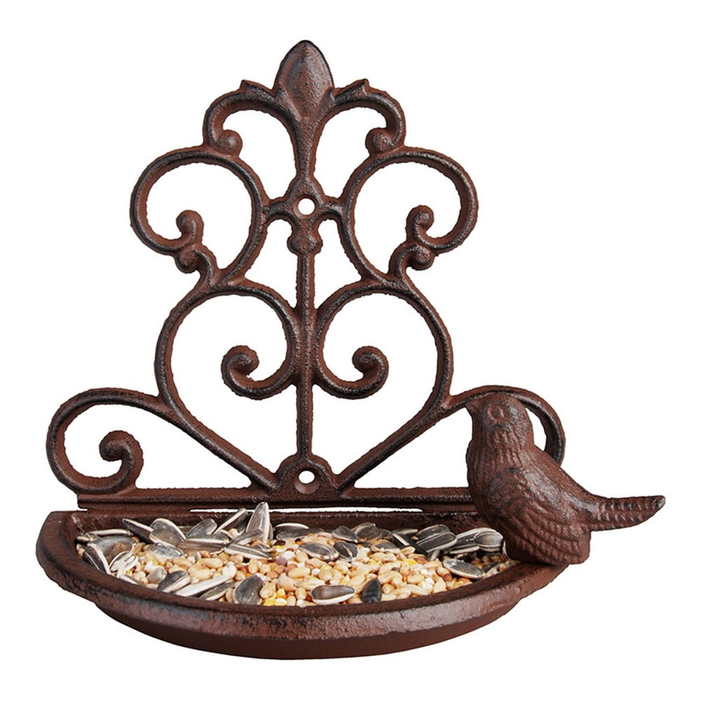 Liatinové polkruhové kŕmidlo s vtáčikom Esschert Design