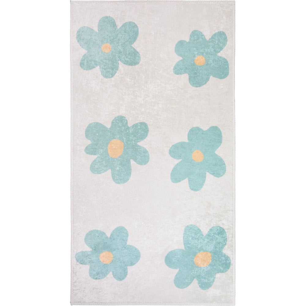 Prateľný detský koberec v mentolovej farbe/slonovinový 160x230 cm Cute Flowers Green – Vitaus