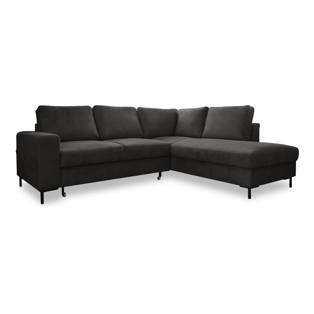 Tmavosivá menčestrová rozkladacia rohová pohovka (pravý roh) Lofty Lilly – Miuform