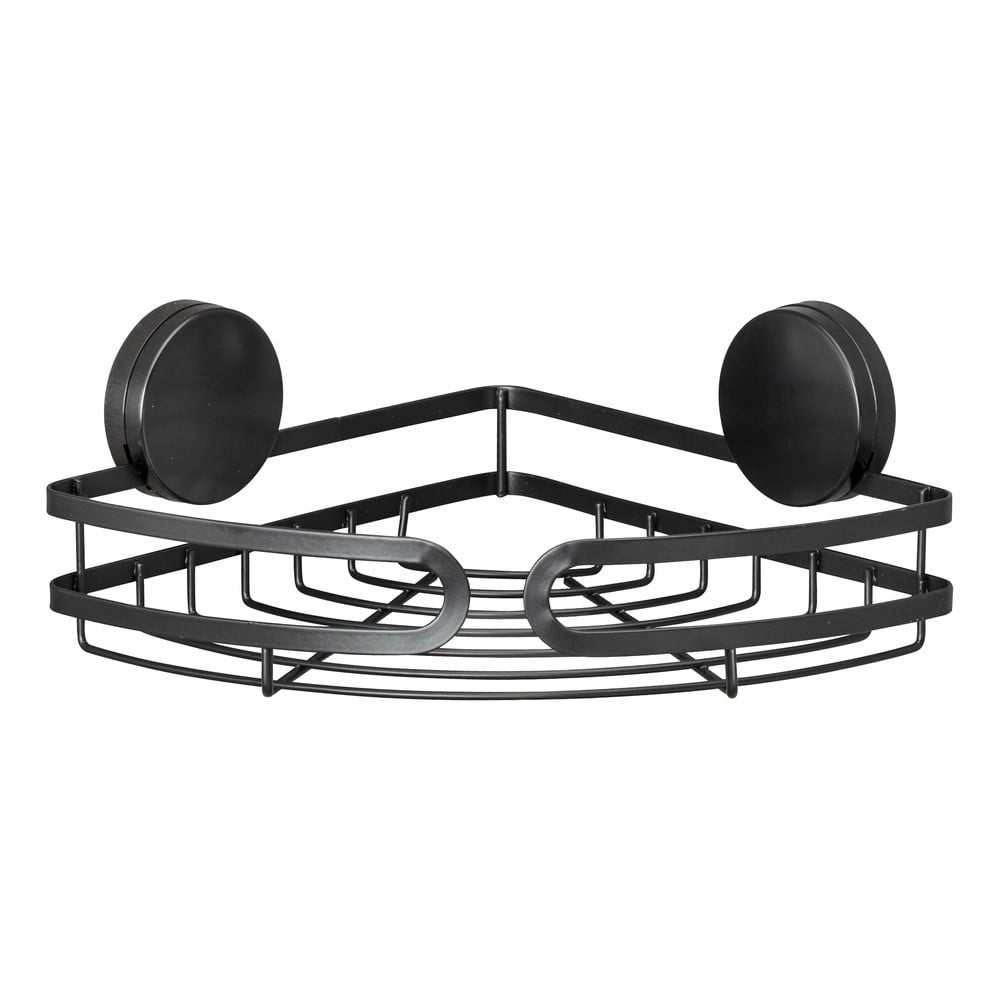 Čierna rohová polica do kúpeľne Wenko Static-Loc® Pavia