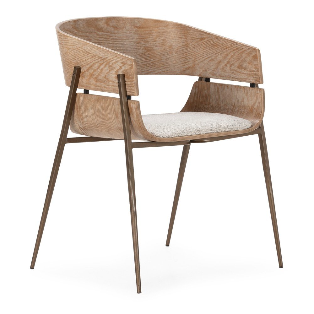 Čalúnené jedálenské kreslá v súprave s podrúčkami 2 ks v prírodnej farbe Naia – MOME