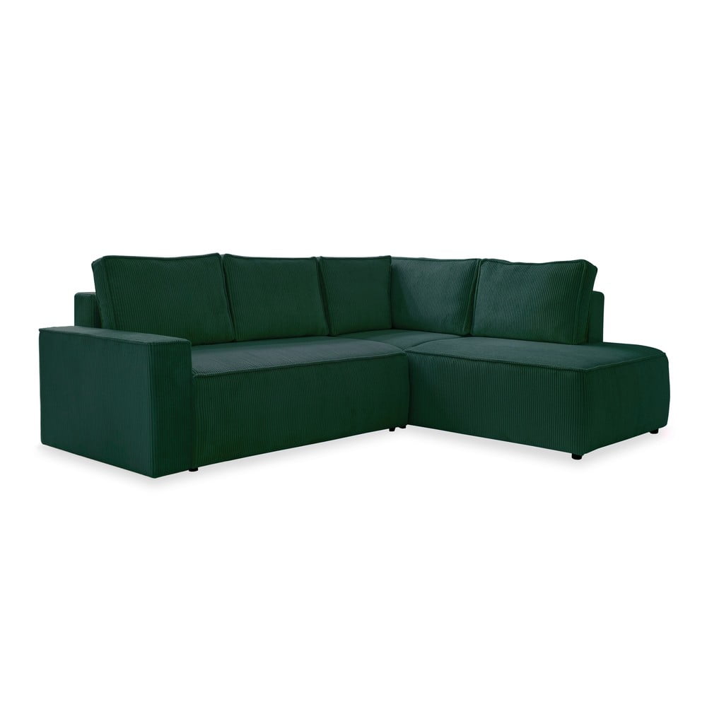 Tmavozelená menčestrová rozkladacia rohová pohovka (pravý roh) Brave Dave – Miuform