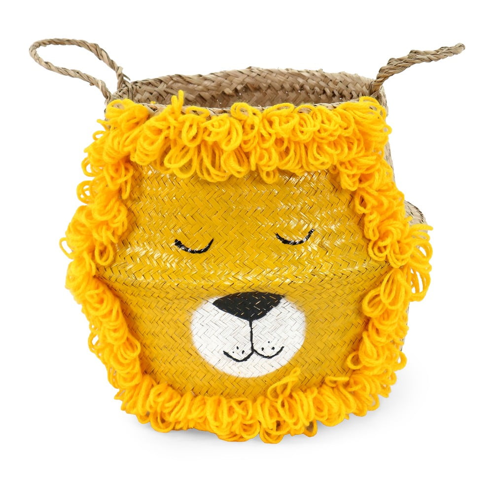 Detský kôš na hračky z morskej trávy v žlto-prírodnej farbe ø 30x28 cm Lion – Compactor