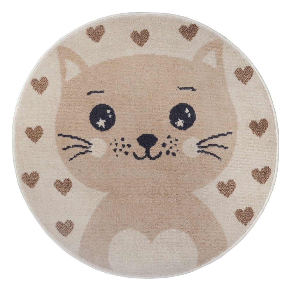 Béžový detský koberec ø 140 cm Cat – Hanse Home
