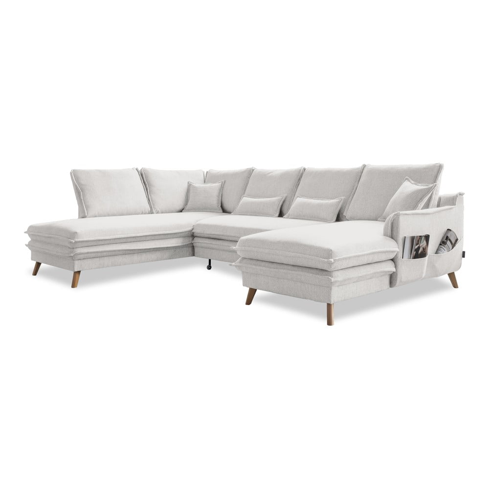 Béžová rozkladacia rohová pohovka (ľavý roh/do tvaru "U") Charming Charlie – Miuform