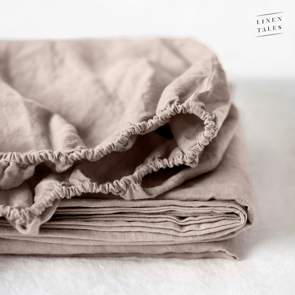 Svetlohnedá ľanová elastická plachta Linen Tales