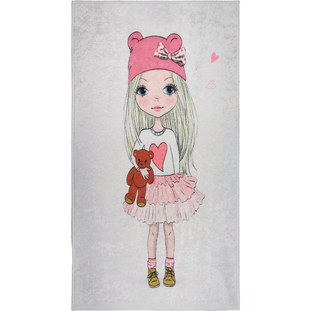 Prateľný detský koberec 80x120 cm Cute Girl and the Bear – Vitaus