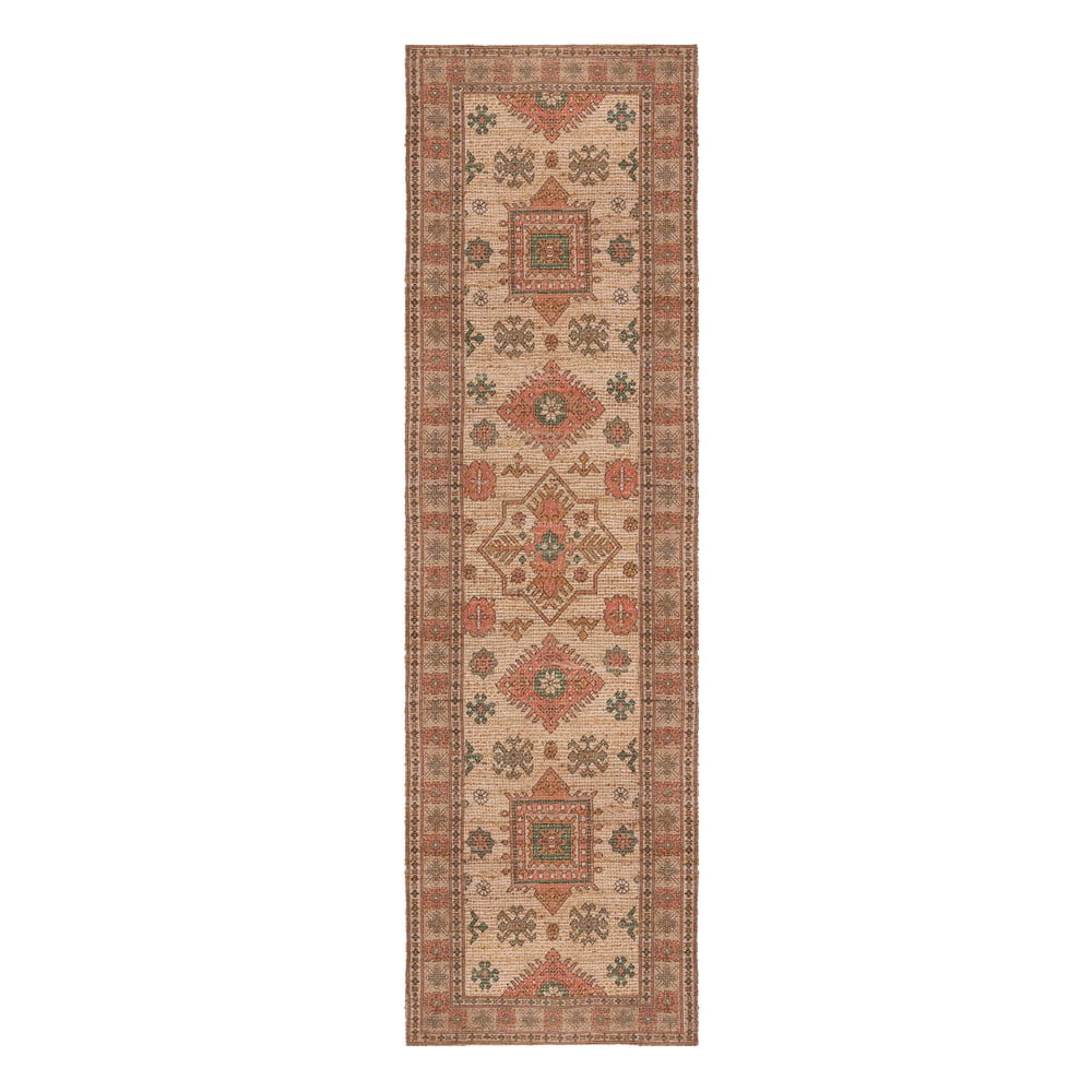 Ručne tkaný koberec s prímesou juty v ružovej a terakotovej farbe 60x230 cm Lana Jute – Flair Rugs